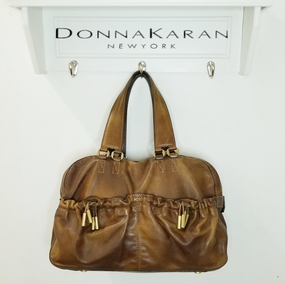 Donna Karan Handbags - DONNA KARAN Brown Vintage Genuine Leather Satchel Made in Italy